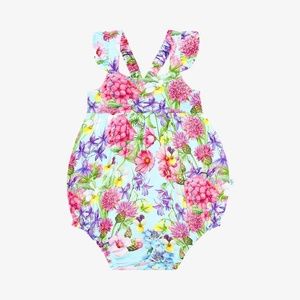 Posh Peanut Hadley Ruffled Cap Sleeve Bubble Romper 12-18 Months